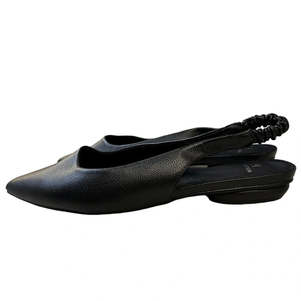 Halston Black Heyden Sling Back Flats Pointed Toe Shoes - Picture 3 of 6
